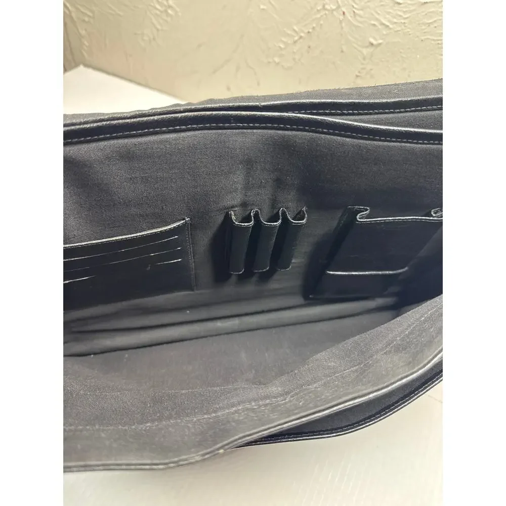 Vintage Bugatti Expandable Black‎ Briefcase Laptop Bag Leather